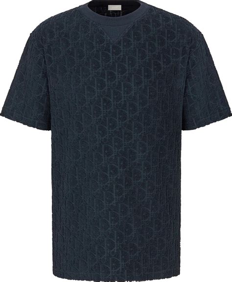 navy blue dior oblique cotton terry jacquard t shirt|terry cotton Dior oblique shirt.